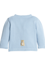 Little English LE Crochet Cardigan Blue Teddy Bear
