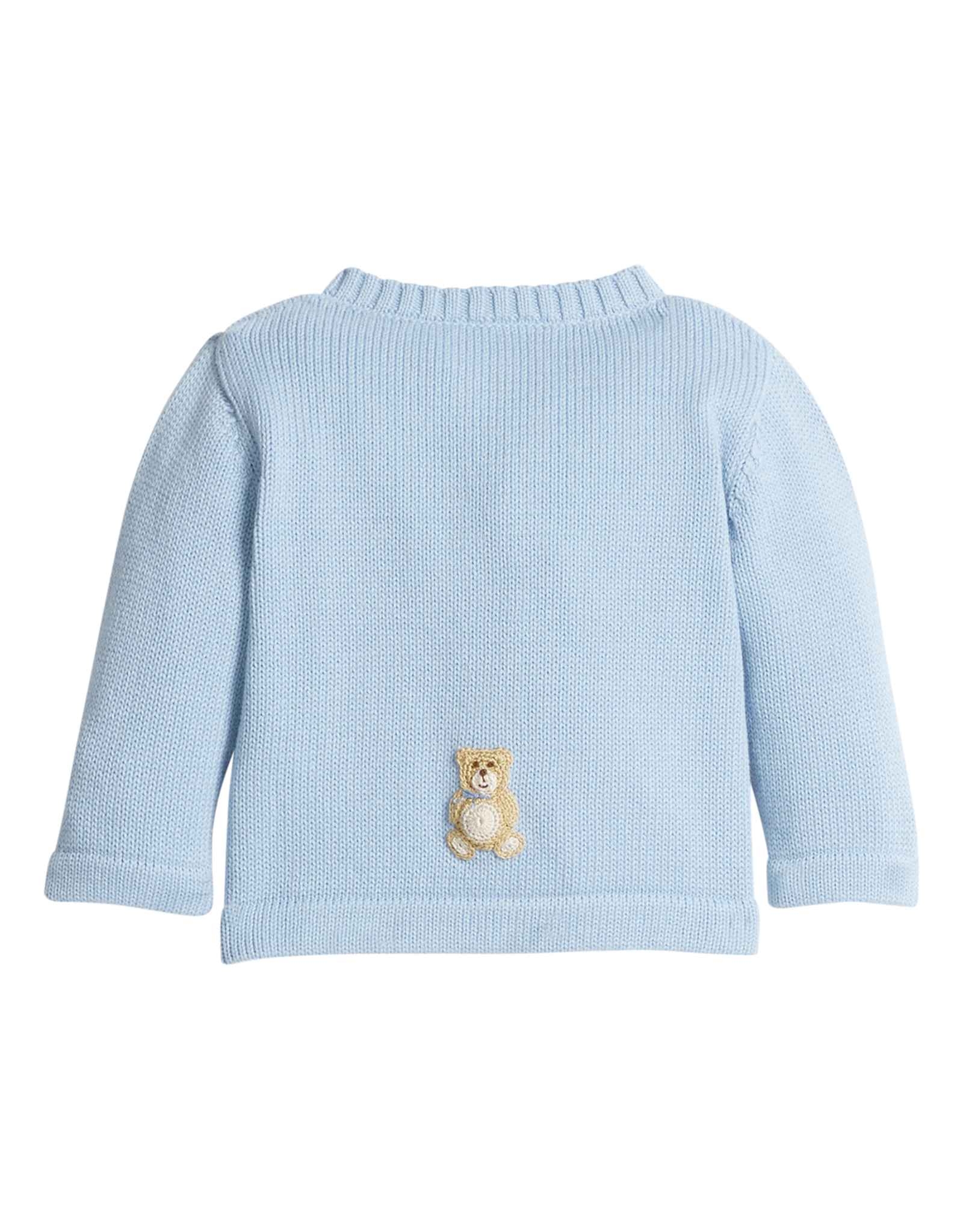 Little English LE Crochet Cardigan Blue Teddy Bear