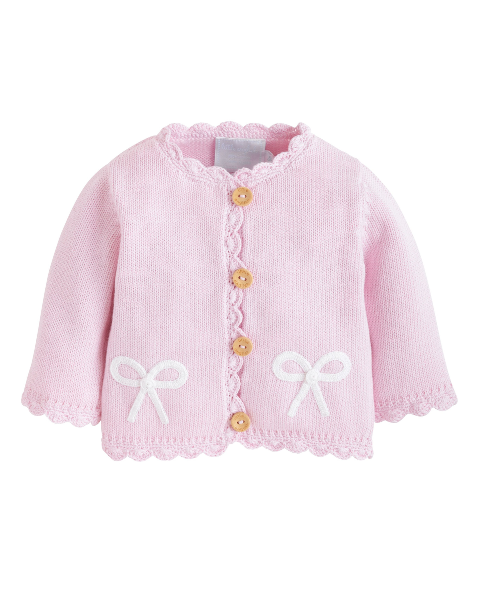 Little English LE Crochet Cardigan Pink Bow