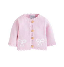 Little English Crochet Cardigan Pink Bow