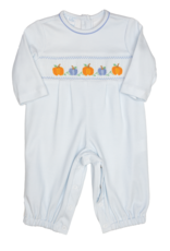 Petit Bebe 432I2 Blue Knit Pumpkin Smocked Long Bubble