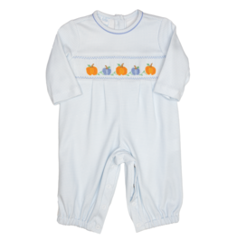 Petit Bebe Blue Knit Pumpkin Smocked Long Bubble