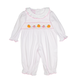 Petit Bebe Pink Knit Pumpkin Smocked Long Bubble