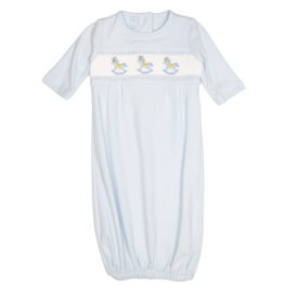 Petit Bebe Blue Rocking Horses Knit Smocked Sack