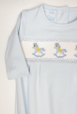 Petit Bebe 431SAB Blue Rocking Horses Knit Smocked Sack