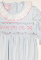 Petit Bebe 430SAG Blue Bows Knit Smocked Sack
