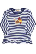 Luigi F25 Ruffle Shirt Navy Stripe Turkey