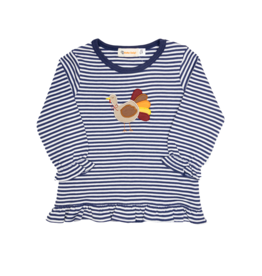 Luigi Ruffle Shirt Navy Stripe Turkey