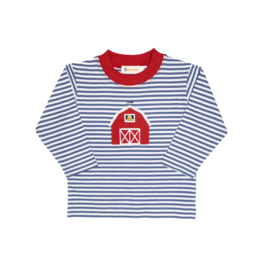 Luigi Long Sleeve Shirt Steel Blue Stripe Barn