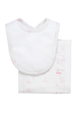 3 Marthas 3M Burp/Drooler Set 180-132P Pink Sailboat
