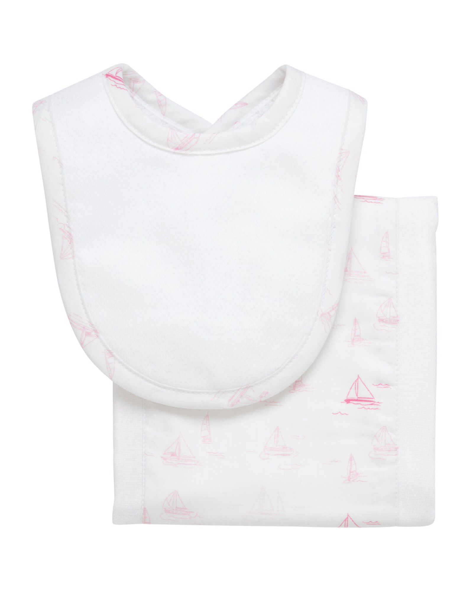 3 Marthas 3M Burp/Drooler Set 180-132P Pink Sailboat