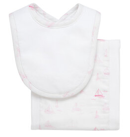 3 Marthas Burp/Drooler Set Pink Sailboat
