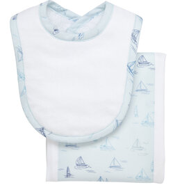 3 Marthas Burp/Drooler Set Blue Sailboat