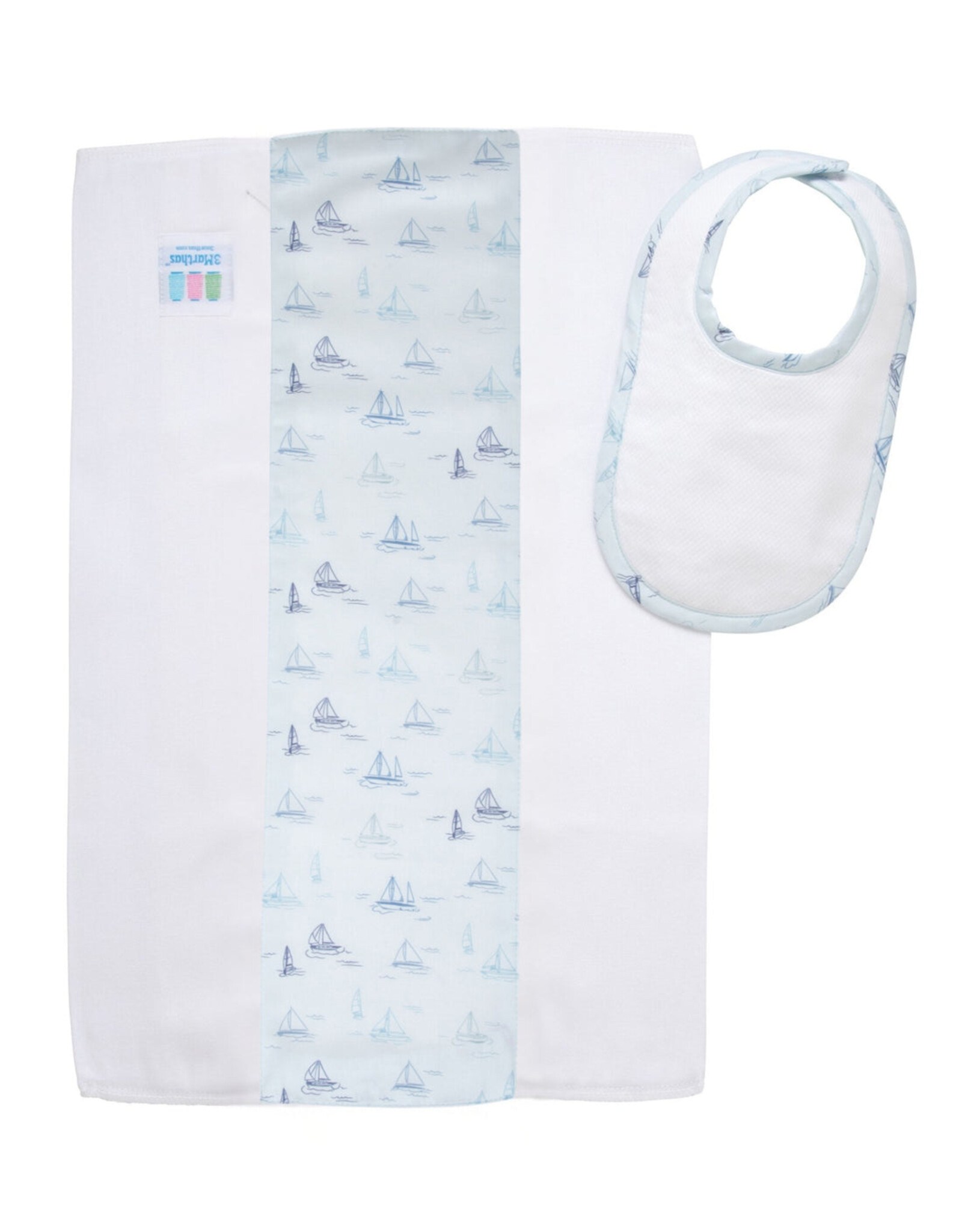 3 Marthas 3M Burp/Drooler Set 180-132B Blue Sailboat