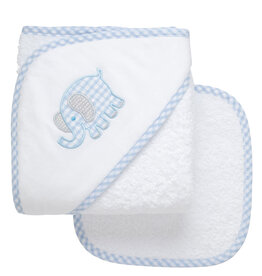 3 Marthas Boxed Hooded Towel Set Blue Elephant