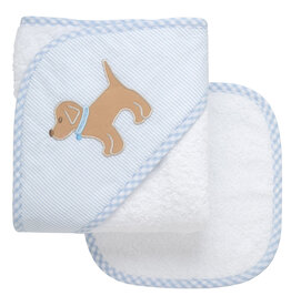 3 Marthas Boxed Hooded Towel Set Blue Puppy