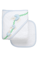 3 Marthas 3M Boxed Hooded Towel Set Blue Lamb