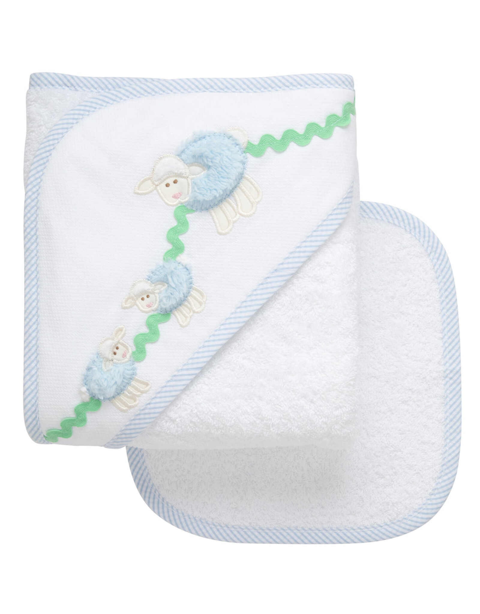 3 Marthas 3M Boxed Hooded Towel Set Blue Lamb