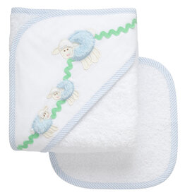 3 Marthas Boxed Hooded Towel Set Blue Lamb