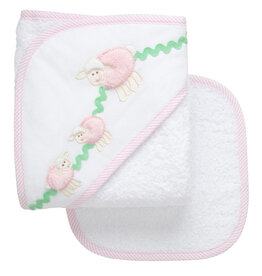 3 Marthas Boxed Hooded Towel Set Pink Lamb