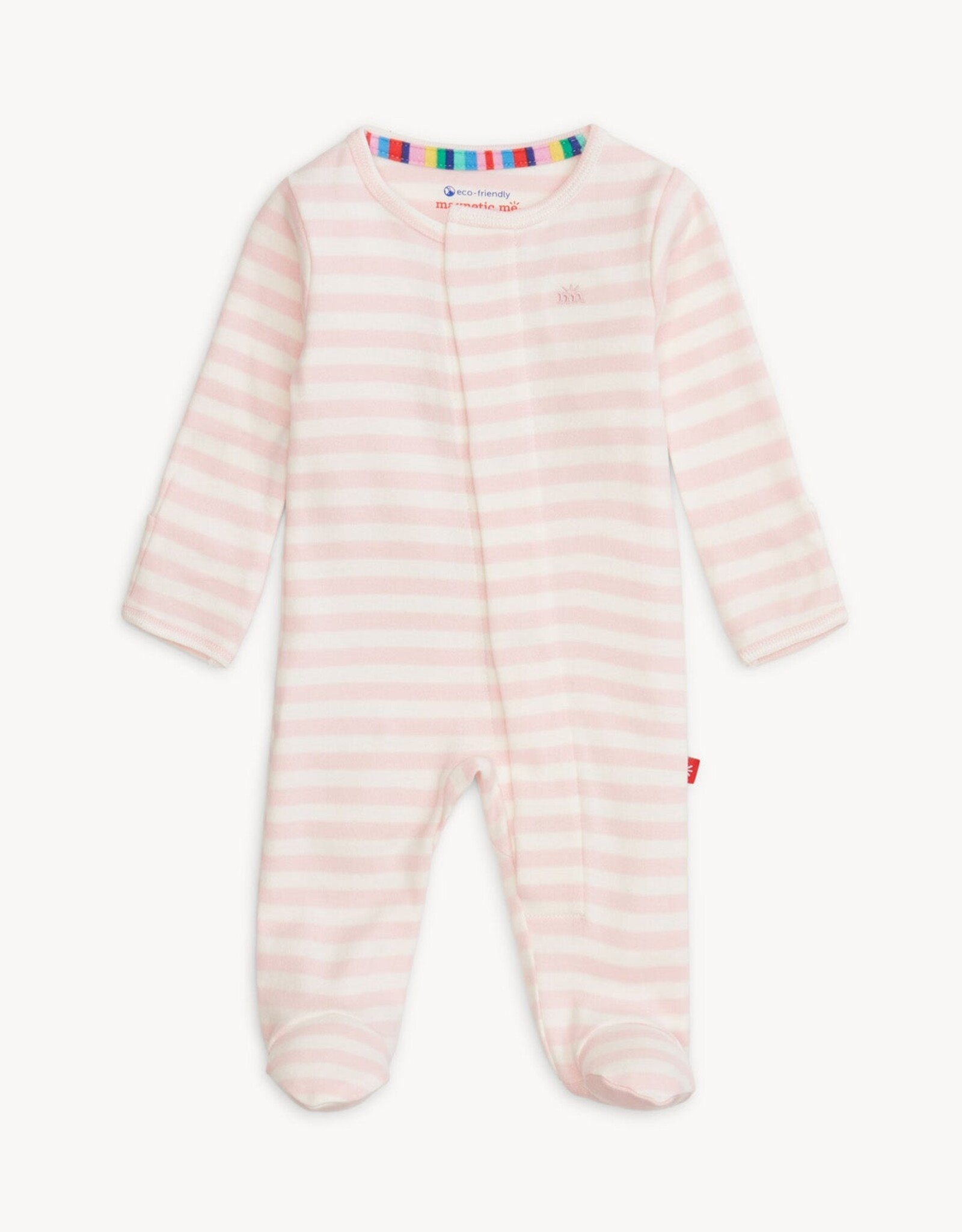 Magnetic Me MM Organic Cotton Footie Pink Stripe