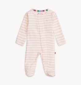 Magnetic Me Organic Cotton Footie Pink Stripe