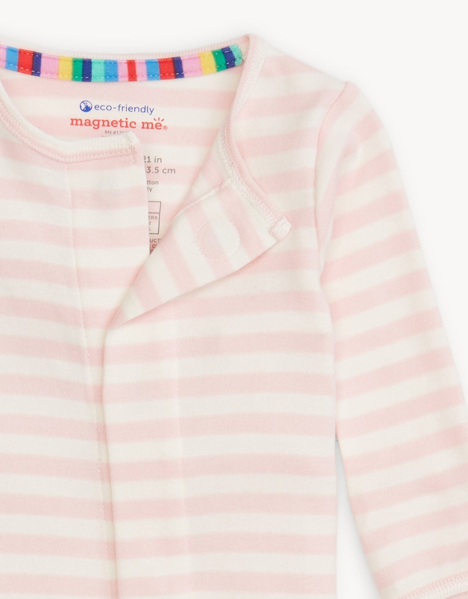 Magnetic Me MM Organic Cotton Footie Pink Stripe