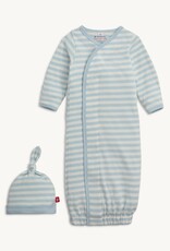 Magnetic Me MM Organic Cotton Gown/Hat Set Blue Stripe