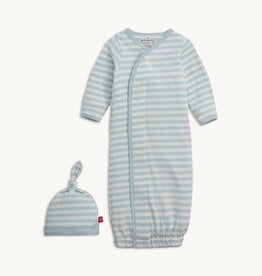 Magnetic Me Organic Cotton Gown/Hat Set Blue Stripe