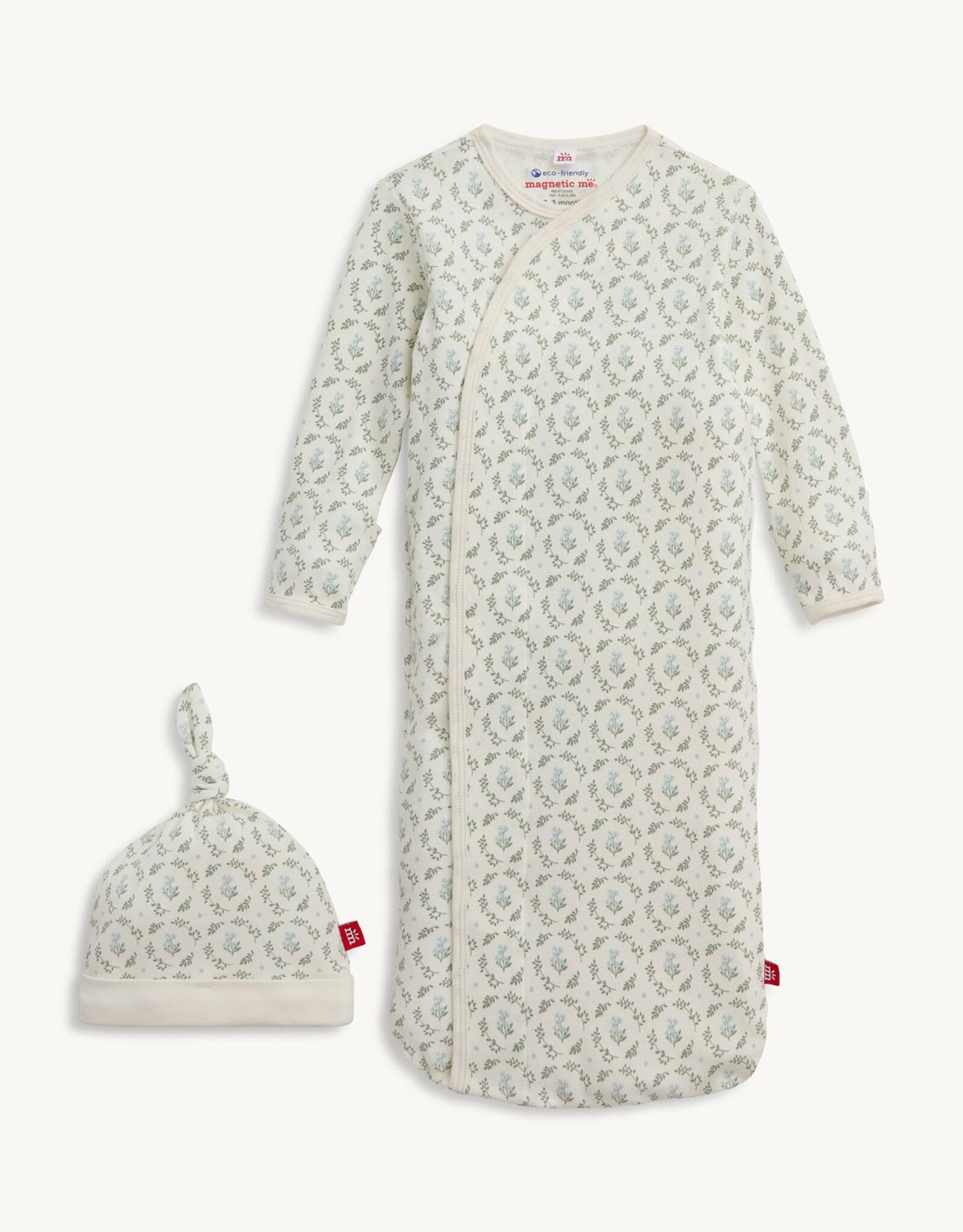 Magnetic Me MM Organic Cotton Gown/Hat Set Eloise Floral