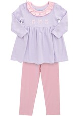 Itsy Bitsy IBF25 Lavender Stripe Bows Legging Set