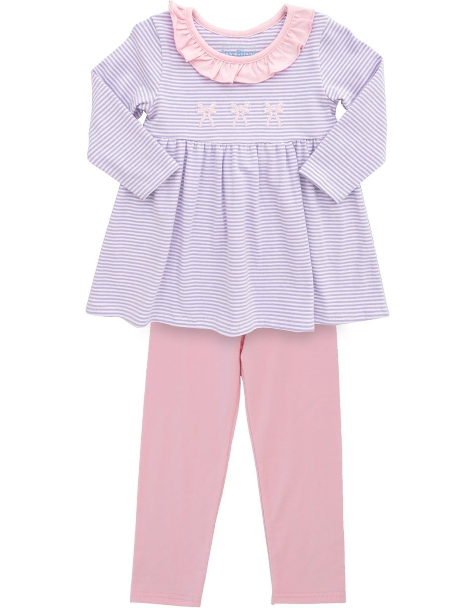 Itsy Bitsy IBF25 Lavender Stripe Bows Legging Set