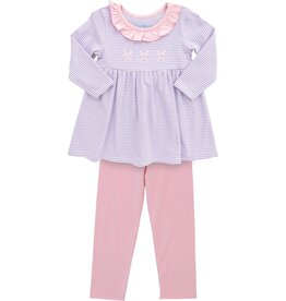 Itsy Bitsy Lavender Stripe Bows Legging Set