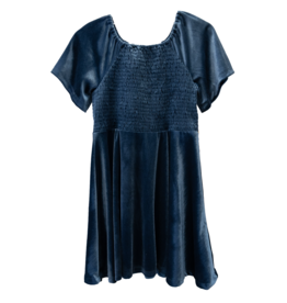 Emma Jean (Size 8) Molly Blue Velvet Smocked Dress
