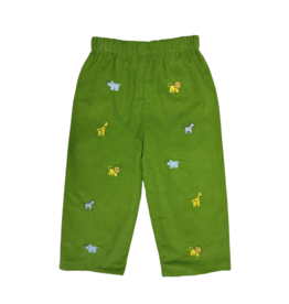 Zuccini (12 Month) Embroidered Safari Sage Green Corduroy Pant