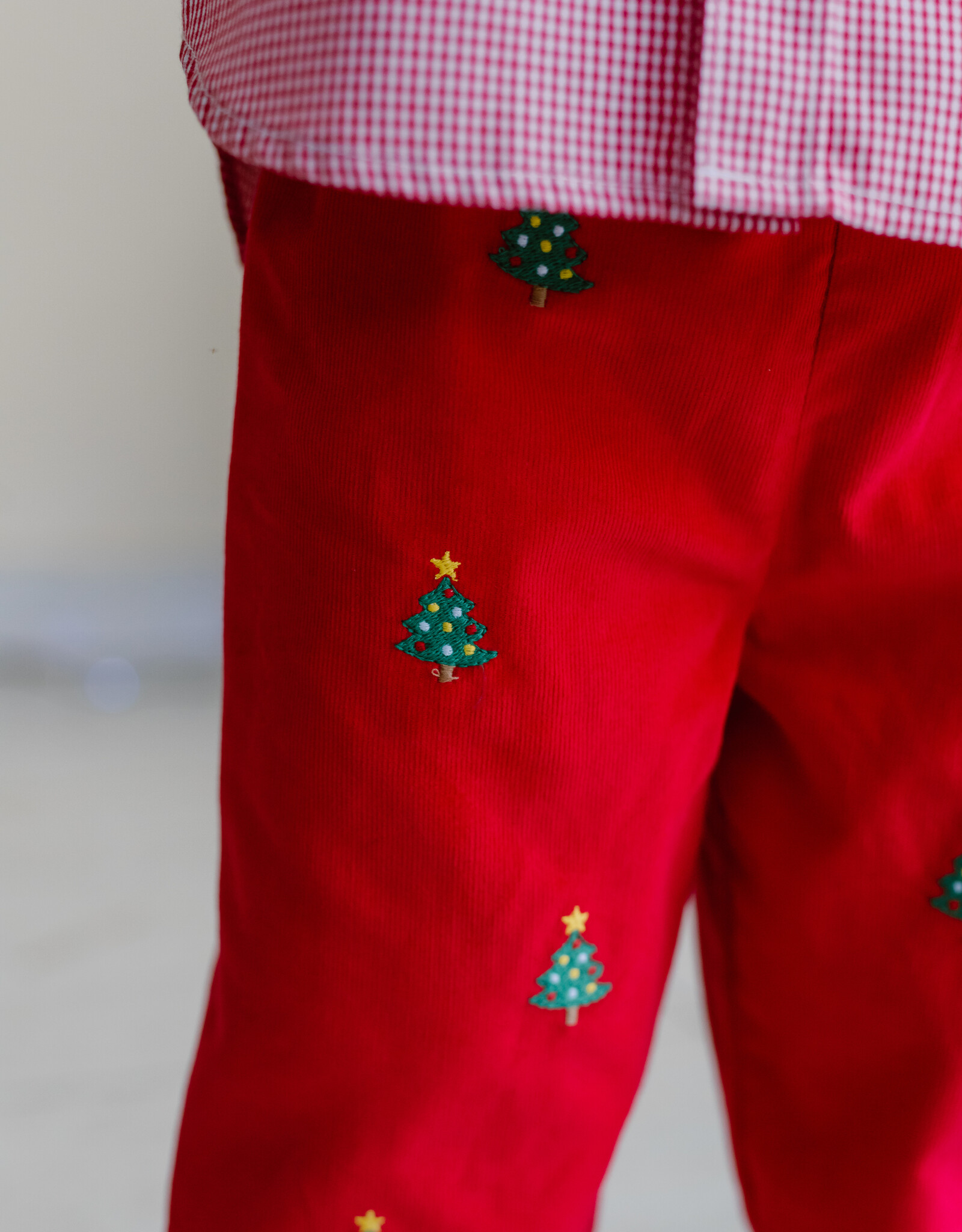 Zuccini ZEF25 Embroidered Christmas Tree Red Corduroy Pant