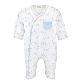 Baby Club Chic Tiny Storks Blue Crossed Footie