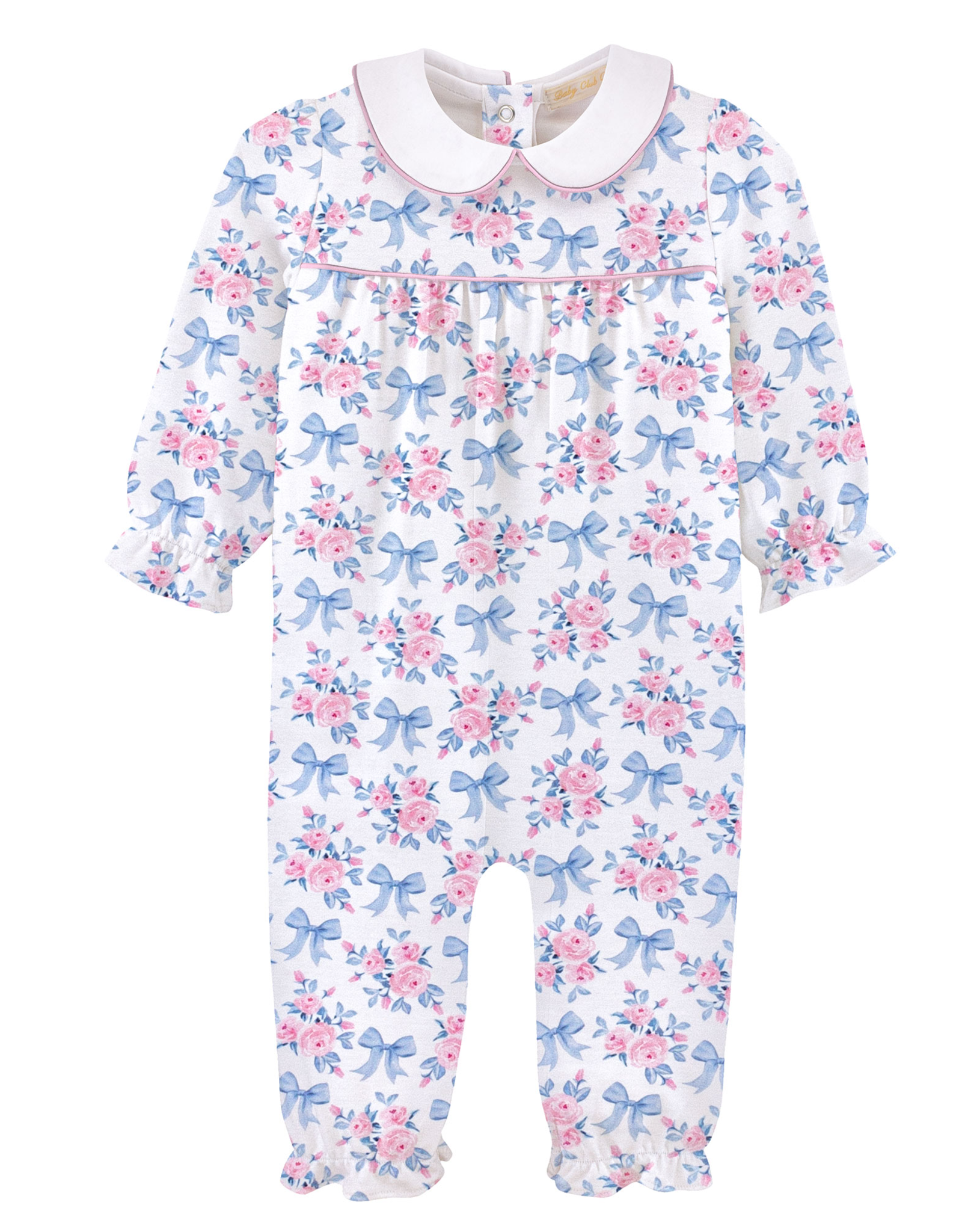 Baby Club Chic BCCF25 Blue Floral Bows Playsuit