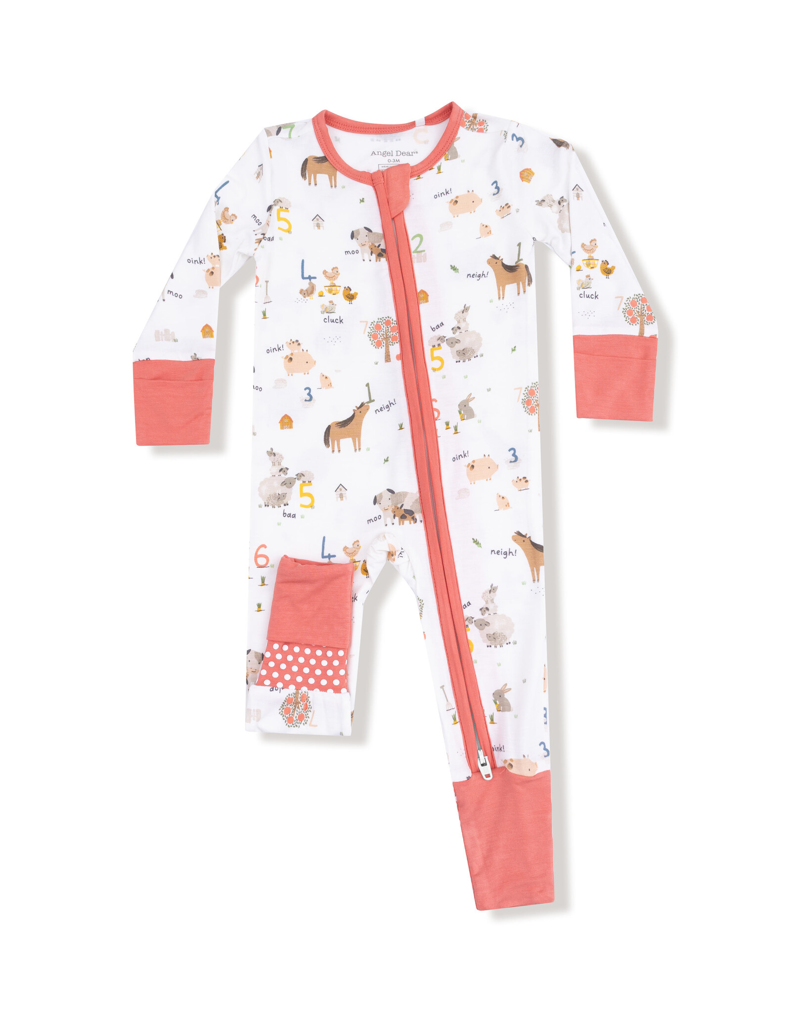 Angel Dear ADF25 2 Way Zipper Romper Farm Sounds