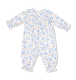 Angel Dear Smocked Romper Baby Blue Floral
