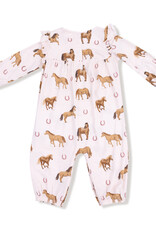 Angel Dear ADF25 Ruffle Sleeve Romper Pink Horses