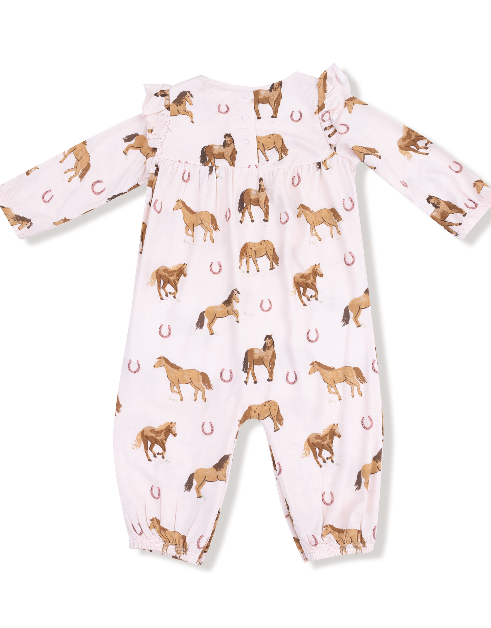 Angel Dear ADF25 Ruffle Sleeve Romper Pink Horses