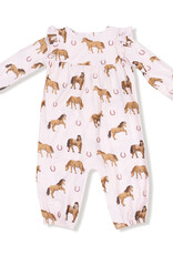 Angel Dear ADF25 Ruffle Sleeve Romper Pink Horses