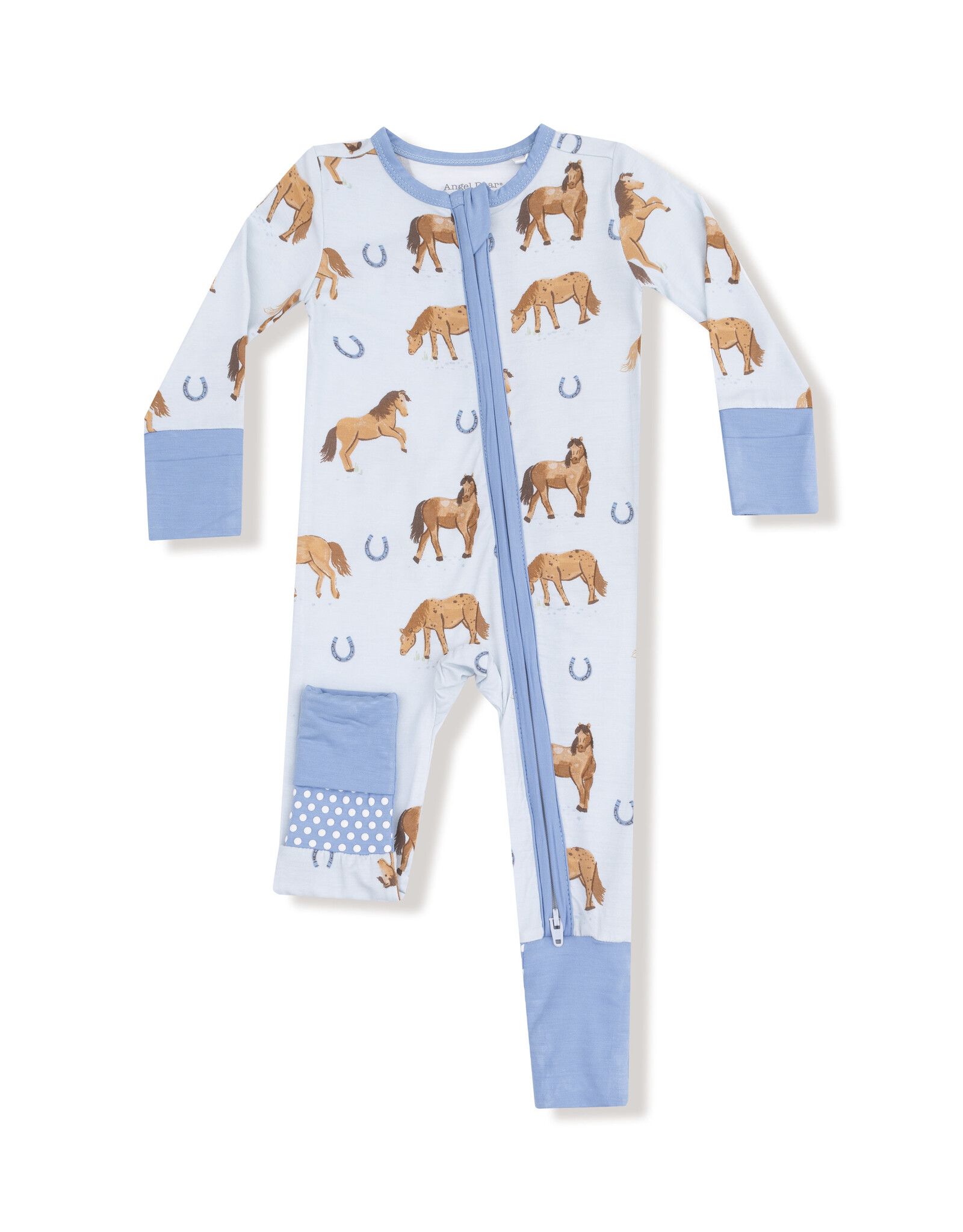 Angel Dear ADF25 2 Way Zipper Romper Horses Blue