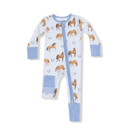 Angel Dear 2 Way Zipper Romper Horses Blue