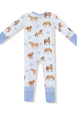 Angel Dear ADF25 2 Way Zipper Romper Horses Blue