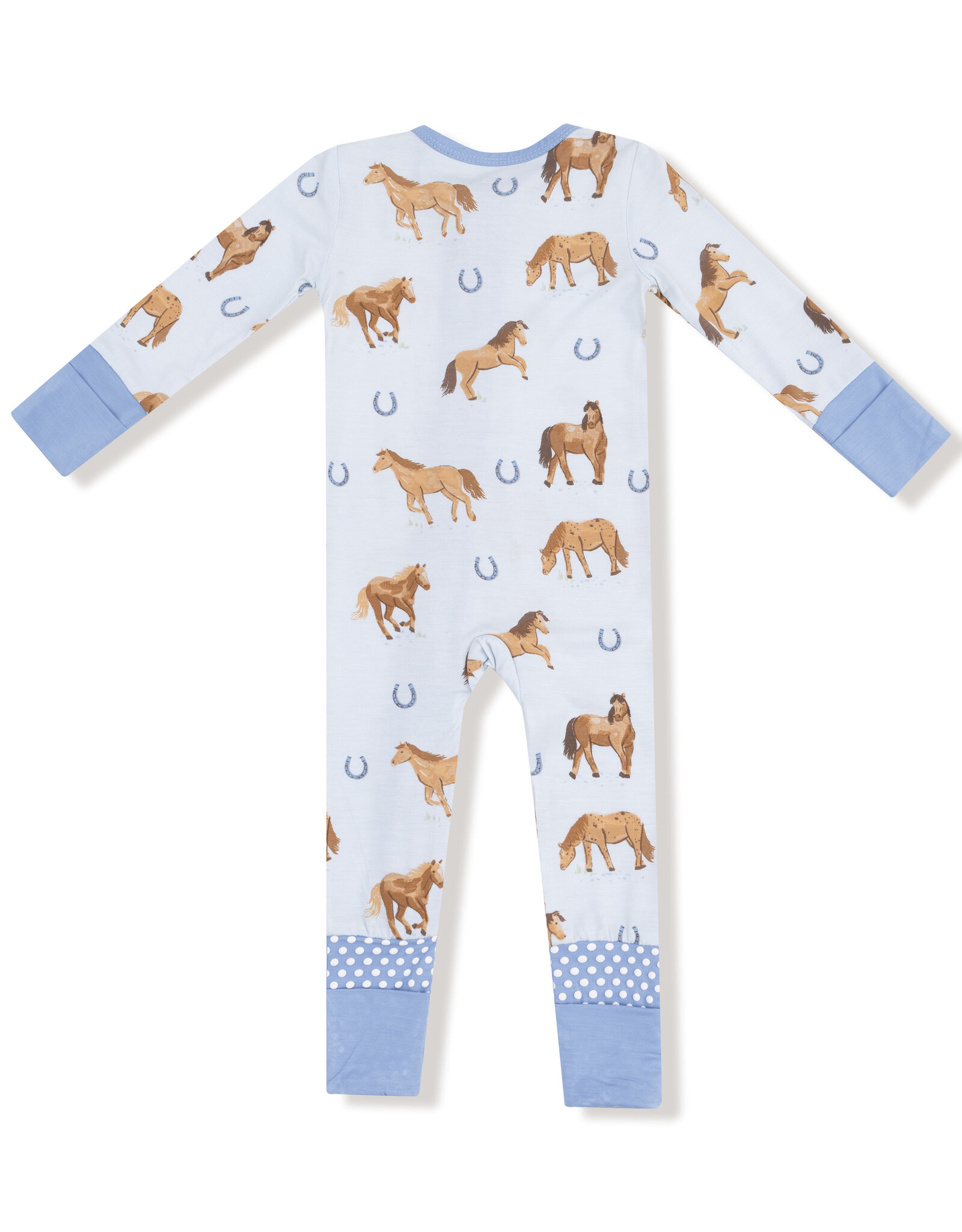 Angel Dear ADF25 2 Way Zipper Romper Horses Blue
