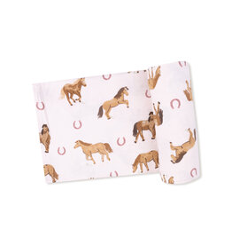 Angel Dear Swaddle Blanket Pink Horses