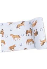 Angel Dear ADF25 Swaddle Blanket Blue Horses