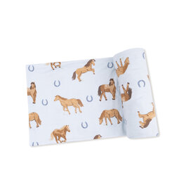 Angel Dear Swaddle Blanket Blue Horses
